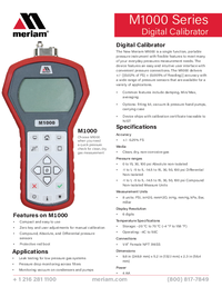 Thumbnail of document Data Sheet - M1000 Series Digital Manometer
